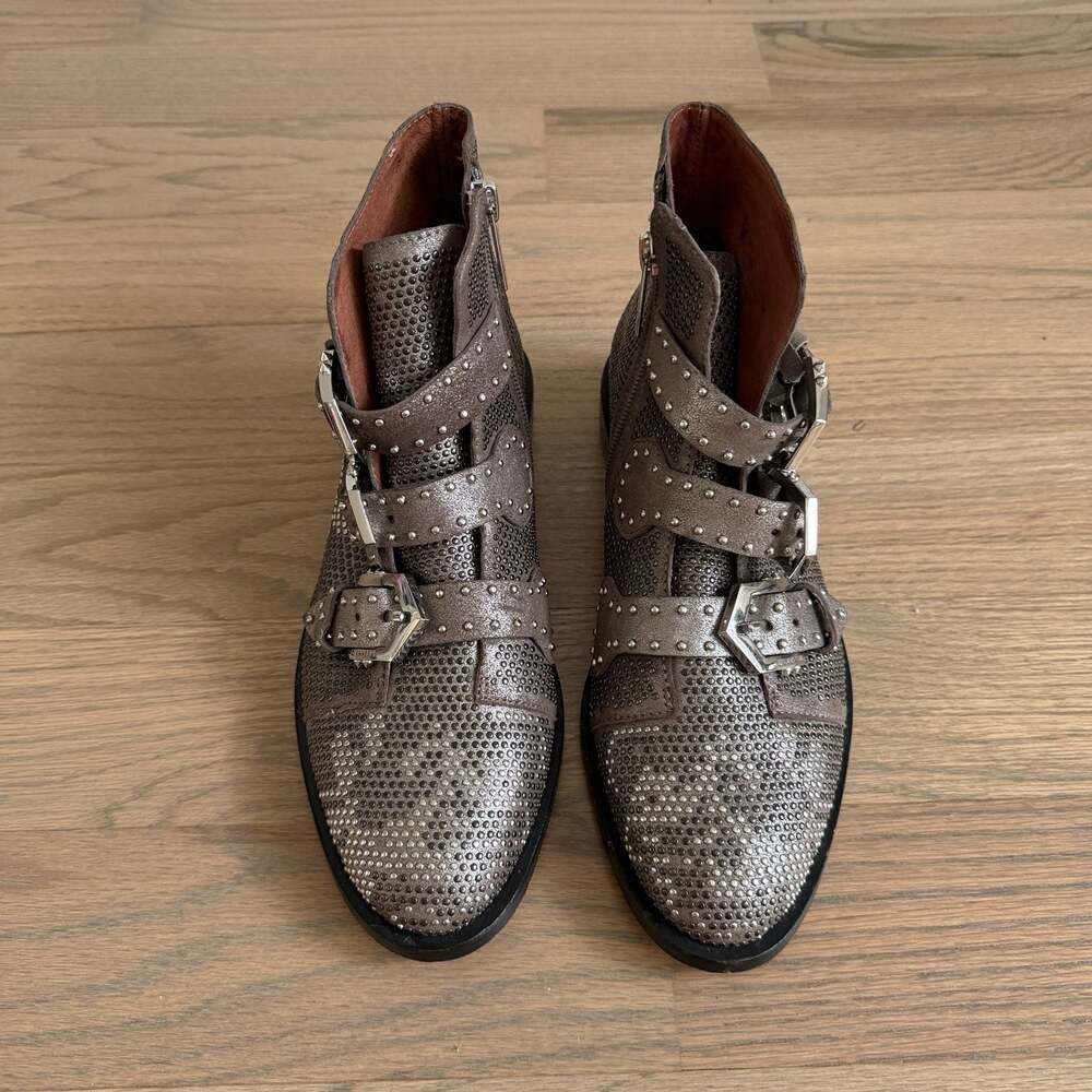 Gianni Bini Harleethree Studded Metallic Buckle Ankle Boots